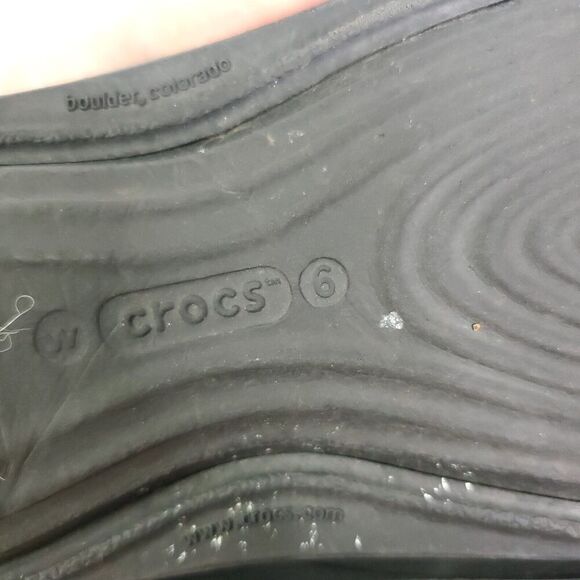 Crocs Shoes Womens 6 Flats Slingback Rubber Cutout Round Toe Lightweight Black - Picture 8 of 10